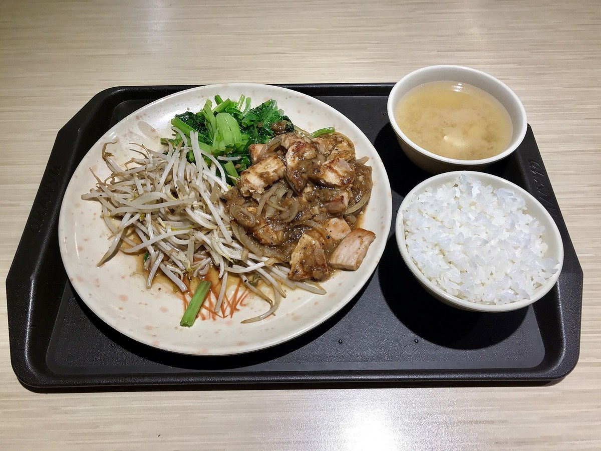 Teppanyaki set meal with grilled vegetables, rice and miso soup served at an at-home hibachi catering dinner