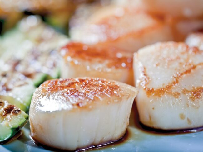 Scallops staged for a Hibachi Royal scallops and steak premium signature plate